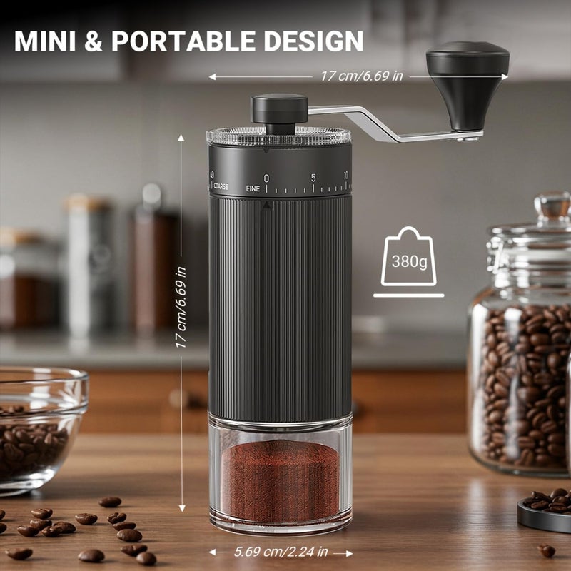 EZVING Mini Manual Coffee Grinder with 40 Adjustable Settings, Portable Hand Coffee Bean Mill with 30g Capacity, Conical Burr Coffee Grinder with Crank for Travel, Camping, Office, Espresso, Pour Over, etc - Image 4